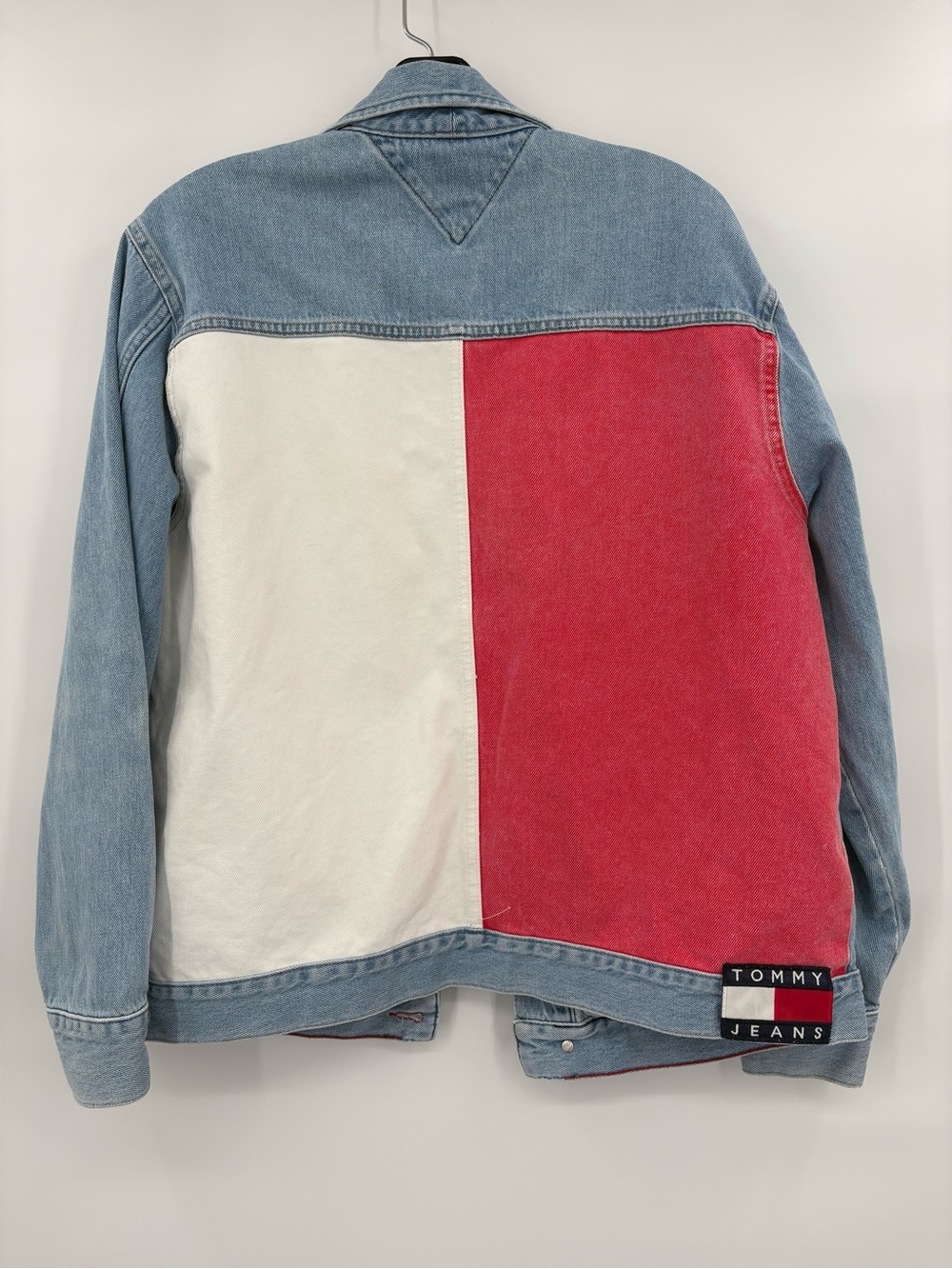 Tommy Hilfiger Colorblock Denim Shirt Jacket - Light Blue, White, Red